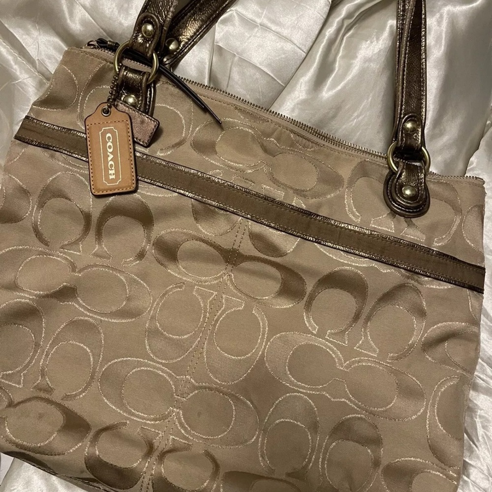 Coach Signature Beige Tote Bag